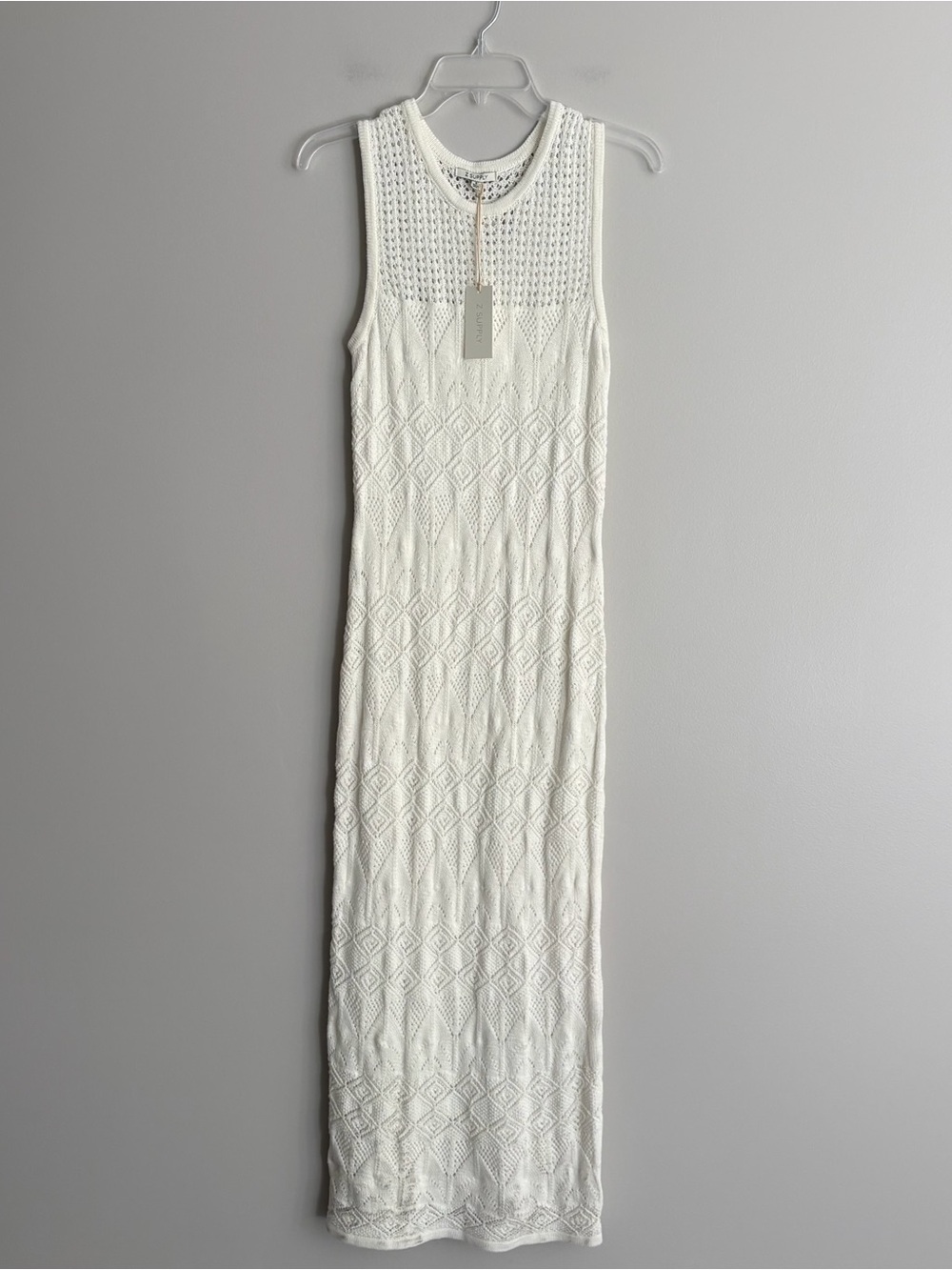 Z Supply White Crochet Knit Maxi Dress Size S NWT